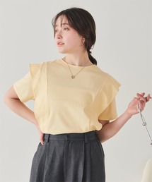 汗染み防止ラッフルスリーブTシャツ