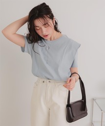 汗染み防止ラッフルスリーブTシャツ
