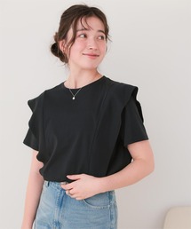 汗染み防止ラッフルスリーブTシャツ