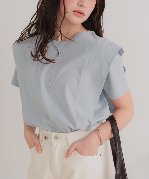 セール】汗染み防止ラッフルスリーブTシャツ（Tシャツ/カットソー