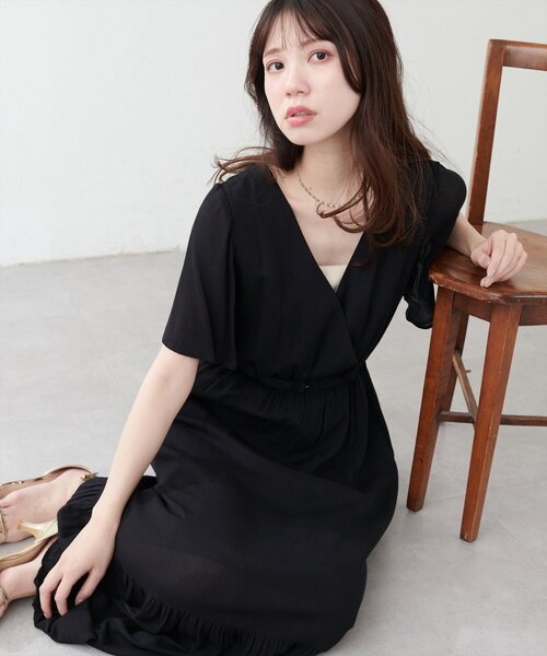 natural couture(ナチュラルクチュール)の「【WEB限定】ワッシャー楊柳リゾートワンピース(ワンピース・レディース・モカ/ラベンダー/サックスブルー/ブラック/オフホワイト・FREE)」の2枚目の写真
