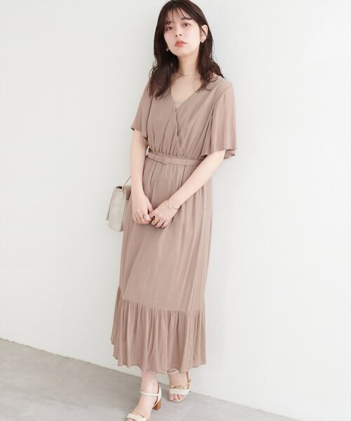 natural couture(ナチュラルクチュール)の「【WEB限定】ワッシャー楊柳リゾートワンピース(ワンピース・レディース・モカ/ラベンダー/サックスブルー/ブラック/オフホワイト・FREE)」の3枚目の写真