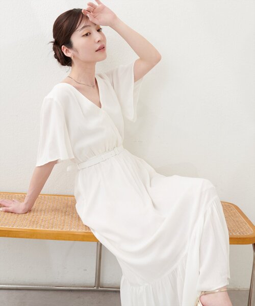 natural couture(ナチュラルクチュール)の「【WEB限定】ワッシャー楊柳リゾートワンピース(ワンピース・レディース・モカ/ラベンダー/サックスブルー/ブラック/オフホワイト・FREE)」の6枚目の写真