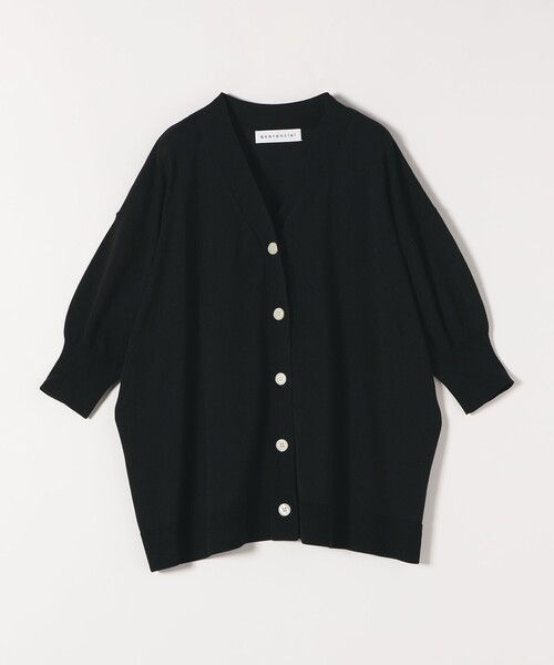 ♡N♡様(^^)セオリーリュクス シアーカーディガン イタリア「OLIVO」 黒 quaranciel:〈接触冷感〉 ワイド Vネック ハーフスリーブ シアー