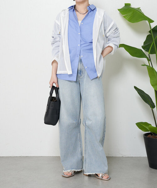 Jena espace merveilleux(ジェナ エスパスメルヴェイユ)の「メッシュラインパーカー(パーカー・レディース・グレー/ブラック/オフホワイト・FREE)」の4枚目の写真