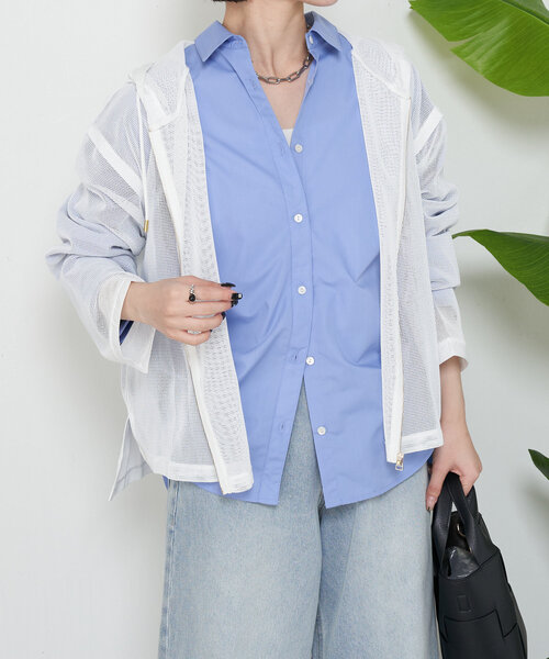 Jena espace merveilleux(ジェナ エスパスメルヴェイユ)の「メッシュラインパーカー(パーカー・レディース・グレー/ブラック/オフホワイト・FREE)」の7枚目の写真