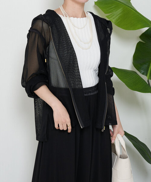 Jena espace merveilleux(ジェナ エスパスメルヴェイユ)の「メッシュラインパーカー(パーカー・レディース・グレー/ブラック/オフホワイト・FREE)」の20枚目の写真