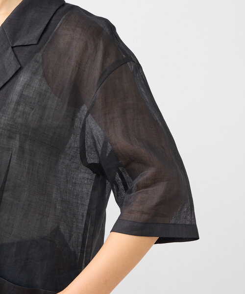 RIVE DROITE（リヴドロワ）の「【程よい透け感が魅力】ラミーハーフスリーブジャケット（テーラードジャケット・レディース・モカ/サックスブルー/ブラック・FREE）」の16枚目の写真