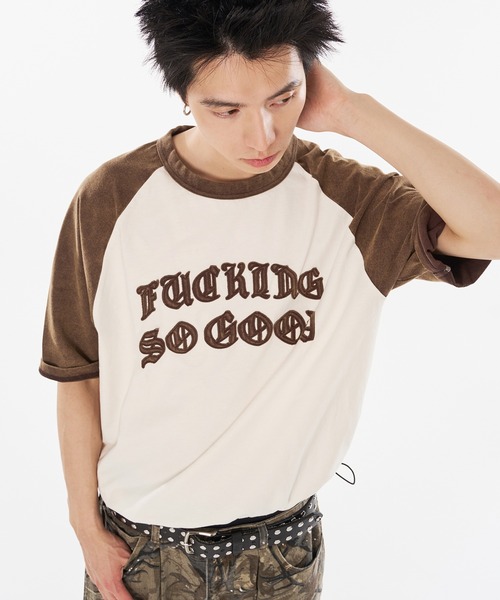 kutir(クティール)の「VINTAGE LIKE RAGLAN TEE/ヴィンテージライクラグランTEE(Tシャツ/カットソー・メンズ・ブラウン/ブラック/ブラック系/レッド系/ブラウン系/ネイビー・MEDIUM/LARGE)」の4枚目の写真