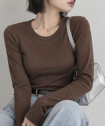 【オールシーズン使えるTHEベーシック】スムース クルーネック 長袖Tシャツ ロンT 秋服