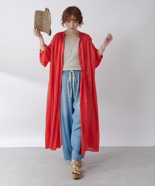 RIVE DROITE（リヴドロワ）の「【2way仕様】テレコ2WAYタンク（キャミソール・レディース・ブラウン/オレンジ/グレイッシュベージュ/オフホワイト・FREE）」の7枚目の写真