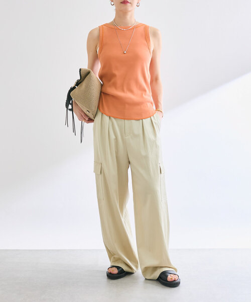 RIVE DROITE（リヴドロワ）の「【2way仕様】テレコ2WAYタンク（キャミソール・レディース・ブラウン/オレンジ/グレイッシュベージュ/オフホワイト・FREE）」の11枚目の写真