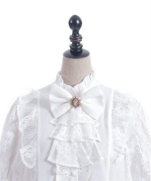 axes femme Chalmiereクラシカルレーシー半袖ブラウス（シロ） クラシカルレーシー半袖ブラウス | Chalmiere │ axes femme