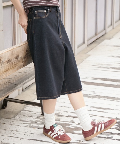 MONO-MART(モノマート)の「ヴィンテージ加工 ジョーツ デニムショートパンツ(デニムパンツ・レディース・インディゴブルー/ブラック/ライトブルー/ブルー/ブラック系/ブルー系/ネイビー・S/M/L)」の13枚目の写真