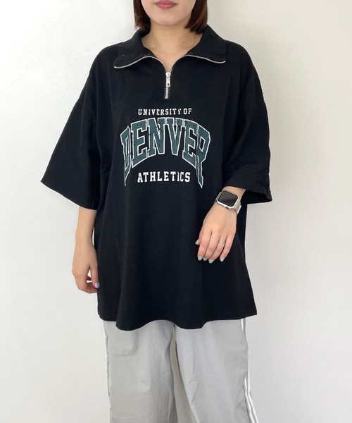 CRB(シーアールビー)の「襟付きロゴビッグTシャツ(Tシャツ/カットソー・レディース・オフホワイト/ライム/ブラック/グレー・F)」の3枚目の写真