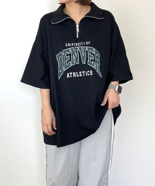 CRB(シーアールビー)の「襟付きロゴビッグTシャツ(Tシャツ/カットソー・レディース・オフホワイト/ライム/ブラック/グレー・F)」の11枚目の写真