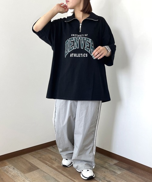CRB(シーアールビー)の「襟付きロゴビッグTシャツ(Tシャツ/カットソー・レディース・オフホワイト/ライム/ブラック/グレー・F)」の14枚目の写真
