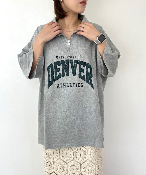 CRB(シーアールビー)の「襟付きロゴビッグTシャツ(Tシャツ/カットソー・レディース・オフホワイト/ライム/ブラック/グレー・F)」の15枚目の写真