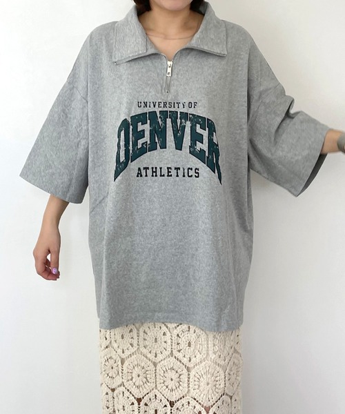 CRB(シーアールビー)の「襟付きロゴビッグTシャツ(Tシャツ/カットソー・レディース・オフホワイト/ライム/ブラック/グレー・F)」の16枚目の写真
