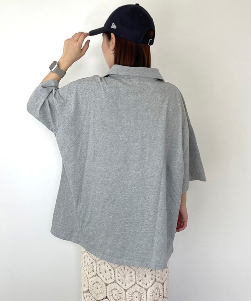 CRB(シーアールビー)の「襟付きロゴビッグTシャツ(Tシャツ/カットソー・レディース・オフホワイト/ライム/ブラック/グレー・F)」の18枚目の写真