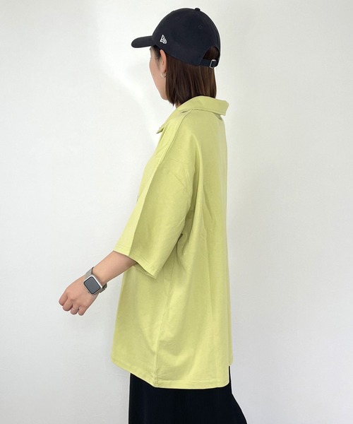 CRB(シーアールビー)の「襟付きロゴビッグTシャツ(Tシャツ/カットソー・レディース・オフホワイト/ライム/ブラック/グレー・F)」の7枚目の写真