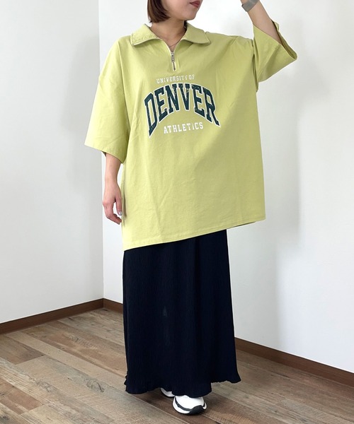 CRB(シーアールビー)の「襟付きロゴビッグTシャツ(Tシャツ/カットソー・レディース・オフホワイト/ライム/ブラック/グレー・F)」の9枚目の写真