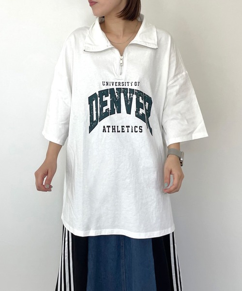 CRB(シーアールビー)の「襟付きロゴビッグTシャツ(Tシャツ/カットソー・レディース・オフホワイト/ライム/ブラック/グレー・F)」の20枚目の写真