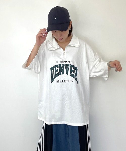 CRB(シーアールビー)の「襟付きロゴビッグTシャツ(Tシャツ/カットソー・レディース・オフホワイト/ライム/ブラック/グレー・F)」の21枚目の写真