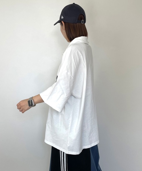 CRB(シーアールビー)の「襟付きロゴビッグTシャツ(Tシャツ/カットソー・レディース・オフホワイト/ライム/ブラック/グレー・F)」の22枚目の写真