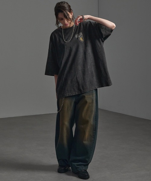 CIYOT（シヨウト）の「【CIYOT-シヨウト-】ヴィンテージ加工 ピグメント エンブレム刺繍 ロゴパッチ半袖Tシャツ（Tシャツ/カットソー・メンズ・ダークネイビー/レッド/グレー/ブラック・M/L）」の6枚目の写真