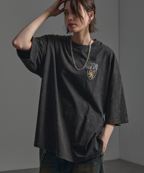 CIYOT（シヨウト）の「【CIYOT-シヨウト-】ヴィンテージ加工 ピグメント エンブレム刺繍 ロゴパッチ半袖Tシャツ（Tシャツ/カットソー・メンズ・ダークネイビー/レッド/グレー/ブラック・M/L）」の8枚目の写真