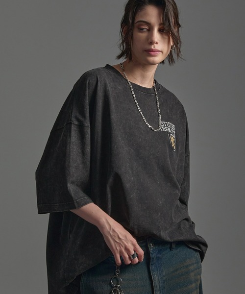 CIYOT（シヨウト）の「【CIYOT-シヨウト-】ヴィンテージ加工 ピグメント エンブレム刺繍 ロゴパッチ半袖Tシャツ（Tシャツ/カットソー・メンズ・ダークネイビー/レッド/グレー/ブラック・M/L）」の9枚目の写真