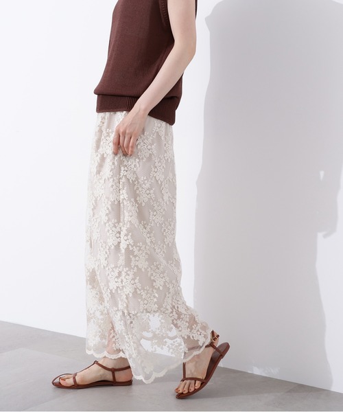 N.(N. Natural Beauty Basic)(エヌエヌナチュラルビューティーベーシック)の「レースAラインスカート(スカート・レディース・オフホワイト・SMALL/MEDIUM)」の5枚目の写真