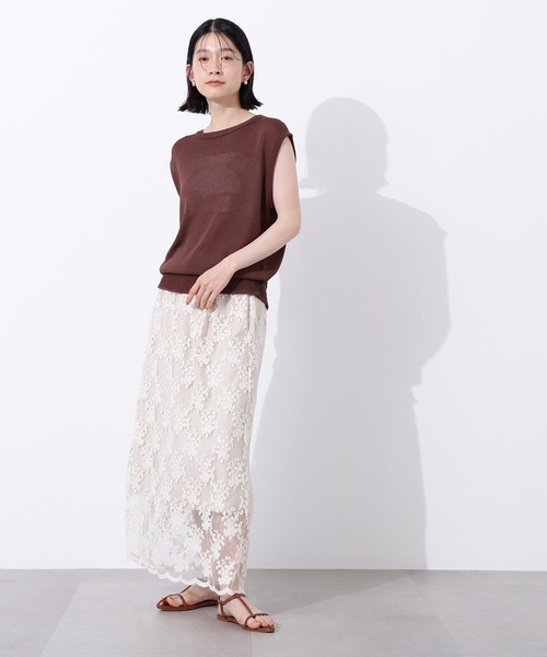 N.(N. Natural Beauty Basic)(エヌエヌナチュラルビューティーベーシック)の「レースAラインスカート(スカート・レディース・オフホワイト・SMALL/MEDIUM)」の6枚目の写真