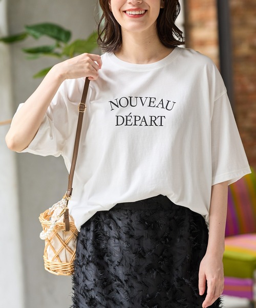 セール】【ハニさら・接触冷感・UVカット】ロゴプリントゆるTシャツ