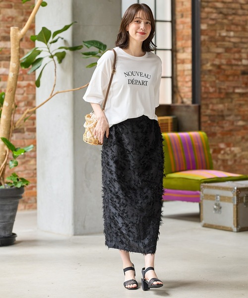 セール】【ハニさら・接触冷感・UVカット】ロゴプリントゆるTシャツ