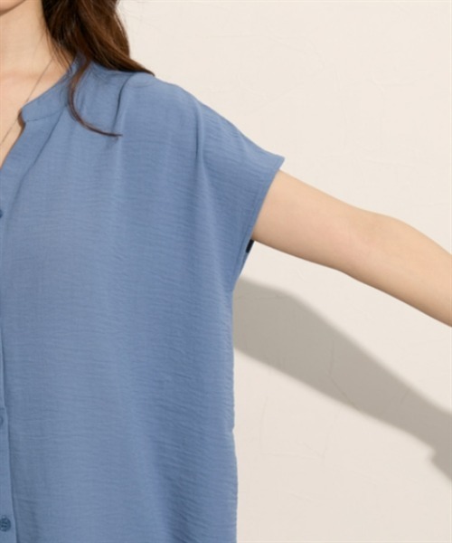 nissen（ニッセン）の「バンドカラー　フレンチスリーブシャツ（シャツ/ブラウス・レディース・ブルー/オフホワイト/ブラック・M/L）」の21枚目の写真