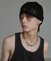 Chikashitsu +（チカシツプラス）の「【Chikashitsu +】multi studs beanie / 【チカシツプラス】マルチスタッズニット帽子（ニットキャップ/ビーニー）」