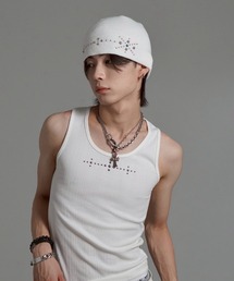 Chikashitsu +（チカシツプラス）の「【Chikashitsu +】multi studs beanie / 【チカシツプラス】マルチスタッズニット帽子（ニットキャップ/ビーニー）」