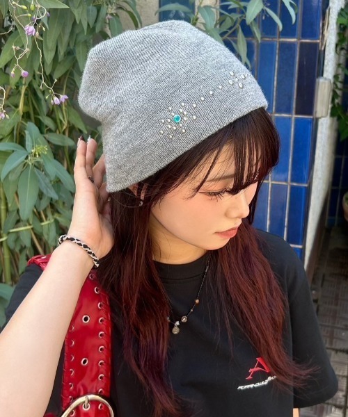 Chikashitsu +（チカシツプラス）の「【Chikashitsu +】multi studs beanie / 【チカシツプラス】マルチスタッズニット帽子（ニットキャップ/ビーニー・メンズ・グレー/ブラック/ホワイト・ONE SIZE）」の22枚目の写真