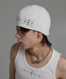 Chikashitsu +（チカシツプラス）の「【Chikashitsu +】multi studs beanie / 【チカシツプラス】マルチスタッズニット帽子（ニットキャップ/ビーニー）」