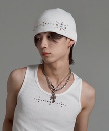 Chikashitsu +（チカシツプラス）の「【Chikashitsu +】multi studs beanie / 【チカシツプラス】マルチスタッズニット帽子（ニットキャップ/ビーニー）」