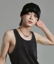 Chikashitsu +（チカシツプラス）の「【Chikashitsu +】multi studs beanie / 【チカシツプラス】マルチスタッズニット帽子（ニットキャップ/ビーニー）」