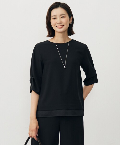 J.PRESS Ladies(J.プレス レディス)の「【洗える・吸水速乾・接触冷感・セットアップ対応】Light ジョーゼット ブラウス(シャツ/ブラウス・レディース・ブラック系/ベージュ系/ネイビー系・XS)」の2枚目の写真