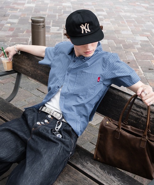 kutir(クティール)の「CROPPED OVERSIZED CHECK SHIRT/クロップドアソートチェックシャツ(シャツ/ブラウス・メンズ・アイボリー/ライトブルー/ブラック・MEDIUM/LARGE)」の3枚目の写真