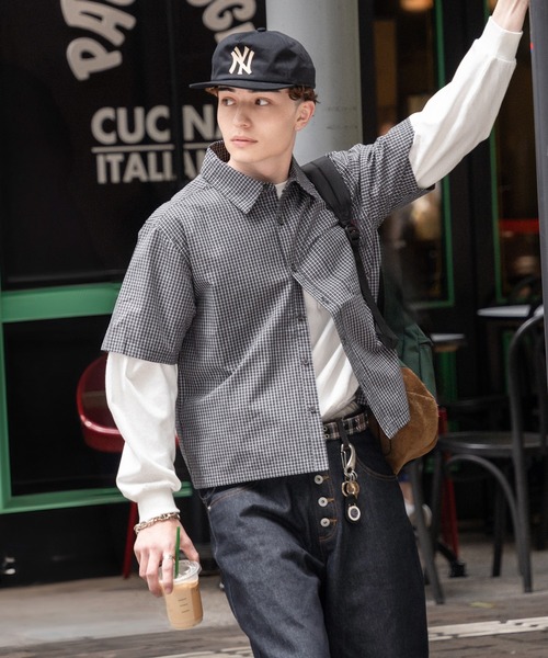 CROPPED OVERSIZED CHECK SHIRT／クロップドアソートチェックシャツ