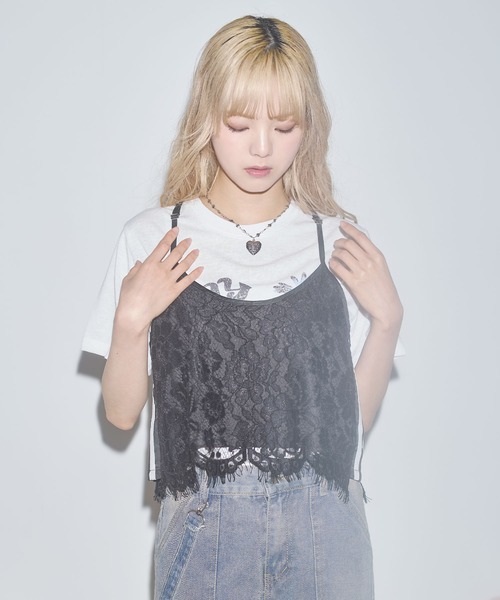MSGirl(エムエスジーガール)の「サイドライン レースキャミ(キャミソール・レディース・ブラック/ホワイト/ピンク・S/M)」の9枚目の写真