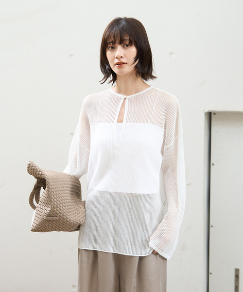 Rouge vif メッシュトップス　メッシュニット Rouge vif（ルージュヴィフ）の「スキッパー風透かしメッシュ