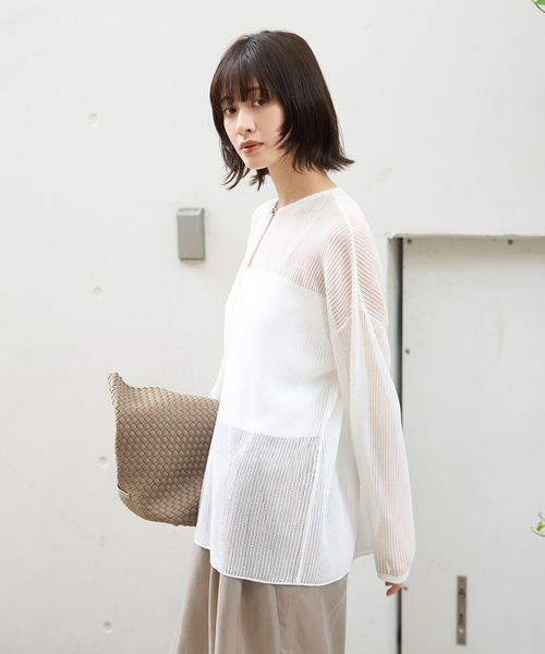Rouge vif メッシュトップス　メッシュニット Rouge vif ニット セーター シアーメッシュペーパーニットプル