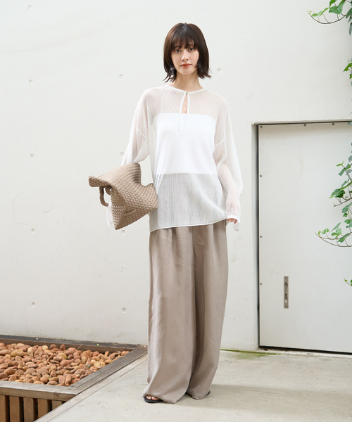 Rouge vif メッシュトップス　メッシュニット Rouge vif ニット セーター シアーメッシュペーパーニットプル